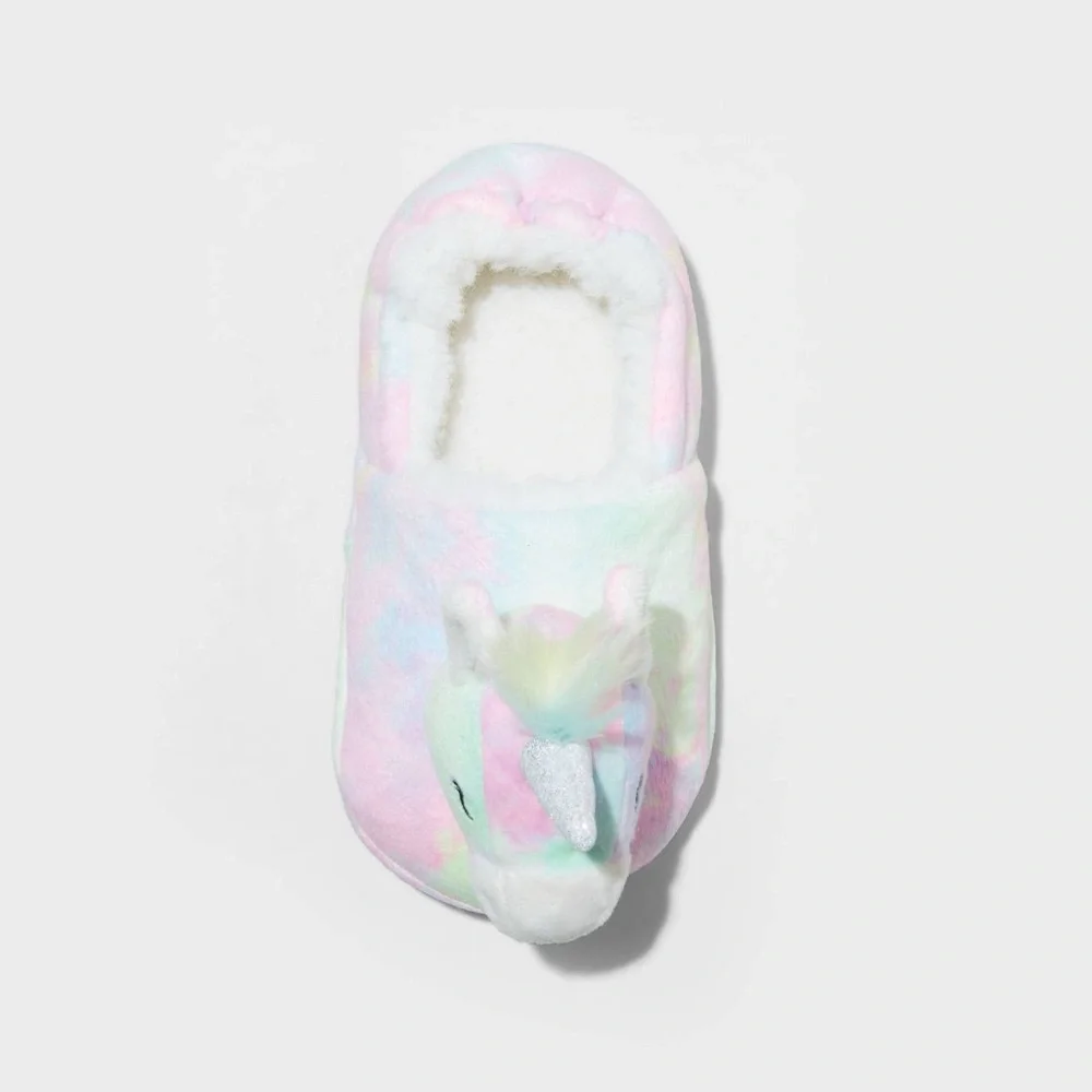Cat & Jack Toddler Girls Magic Pastel Unicorn Slippers Size M(7/8)